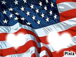Coeur sur drapeau américain Montaje fotografico