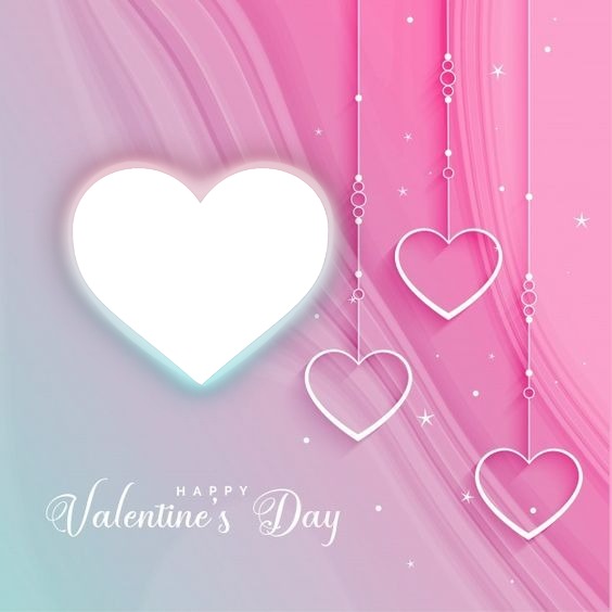Happy Valentines day, corazones, 1 foto Photo frame effect