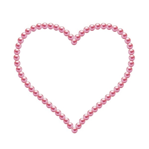 corazón de perlas rosadas. Fotomontasje
