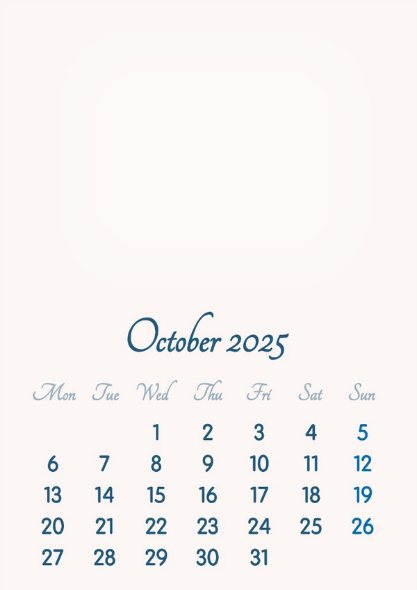 October 2025 // 2019 to 2046 // VIP Calendar // Basic Color // English Fotomontáž