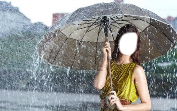 femme sous la pluie Фотомонтаж