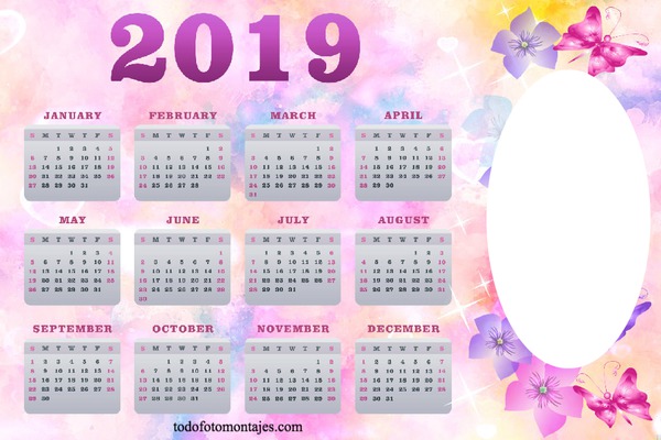 calendario 2019 Fotomontagem