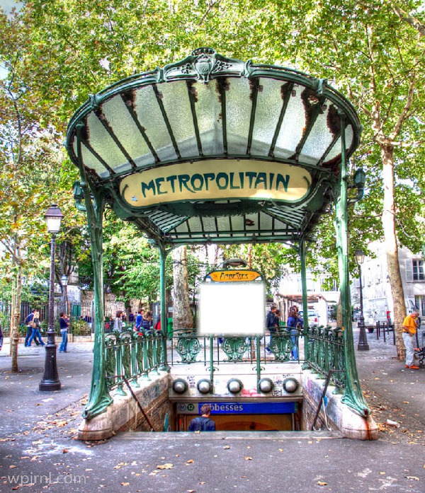 Panneau Métropolitain Métro de Paris Hector Gumiard Fotomontáž