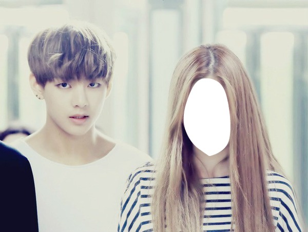 V with girlfriend (YOU) Photo frame effect