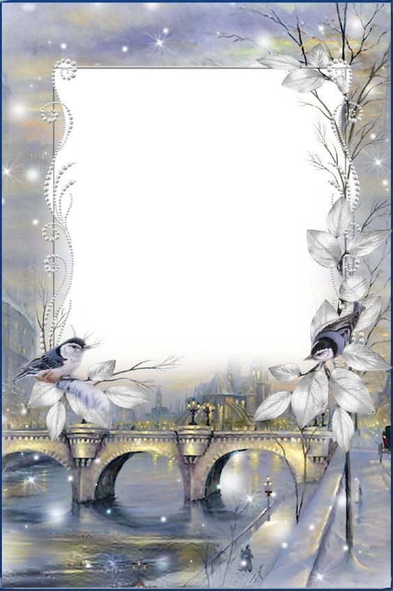 Cadre - pont - oiseaux - fleurs Фотомонтаж