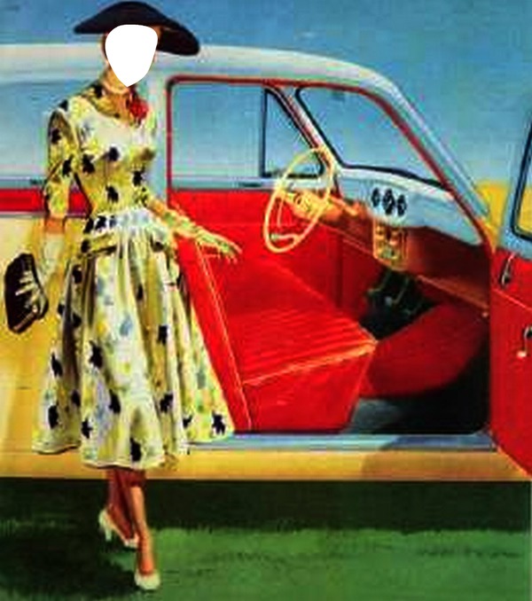50s ad for car Photo frame effect