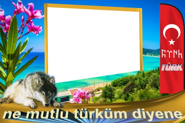 bozkurt ülkücü türk bayrağı Photo frame effect