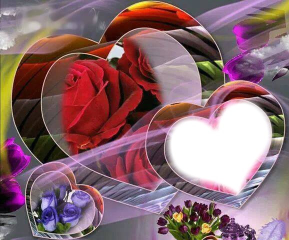 corazones y rosas Photomontage