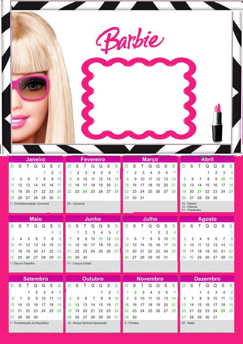 Barbie Calendario Fotomontagem