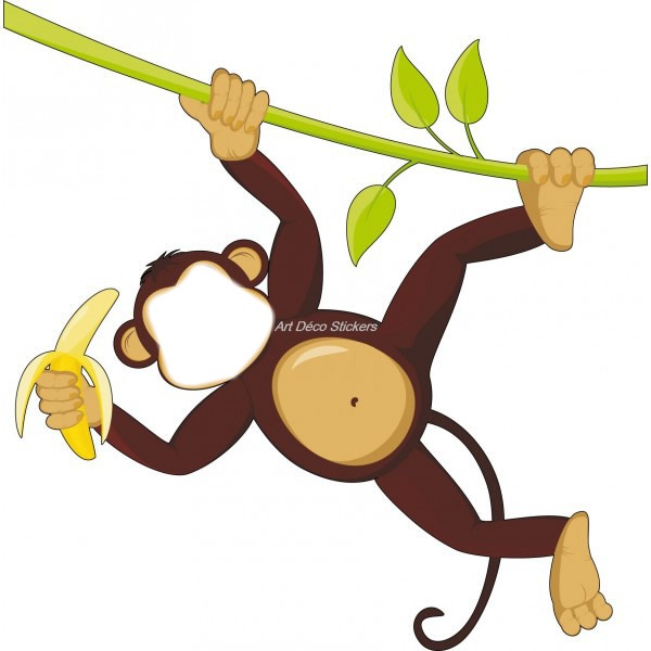 singe avec banane Fotomontažas