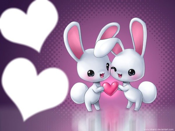 lapin coeur Photo frame effect