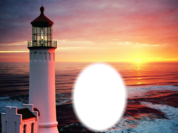 Phare - océan - coucher de soleil Photo frame effect