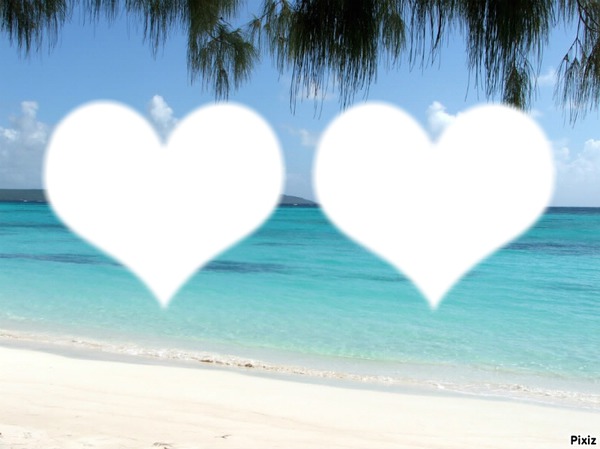 Deux coeur blanc sur plage Photomontage