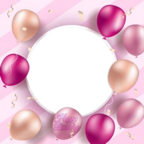 Happy Birthday, globos perlados, 1 foto Fotomontaggio