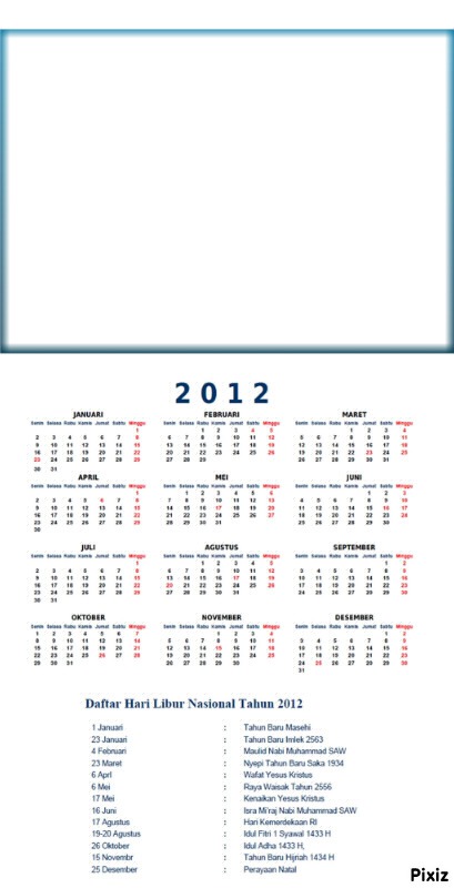 kalender 2012 Indonesia Fotomontagem