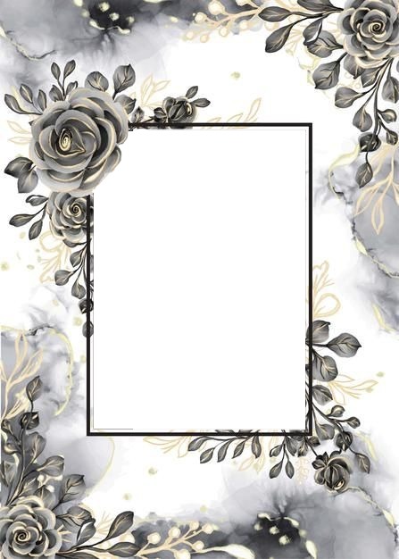 marco y rosas grises. Photo frame effect