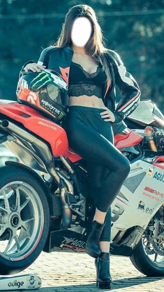 Femme en moto Montaje fotografico