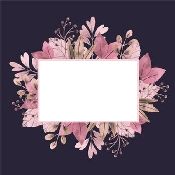 marco flores rosadas, fondo morado, una foto. Fotomontage