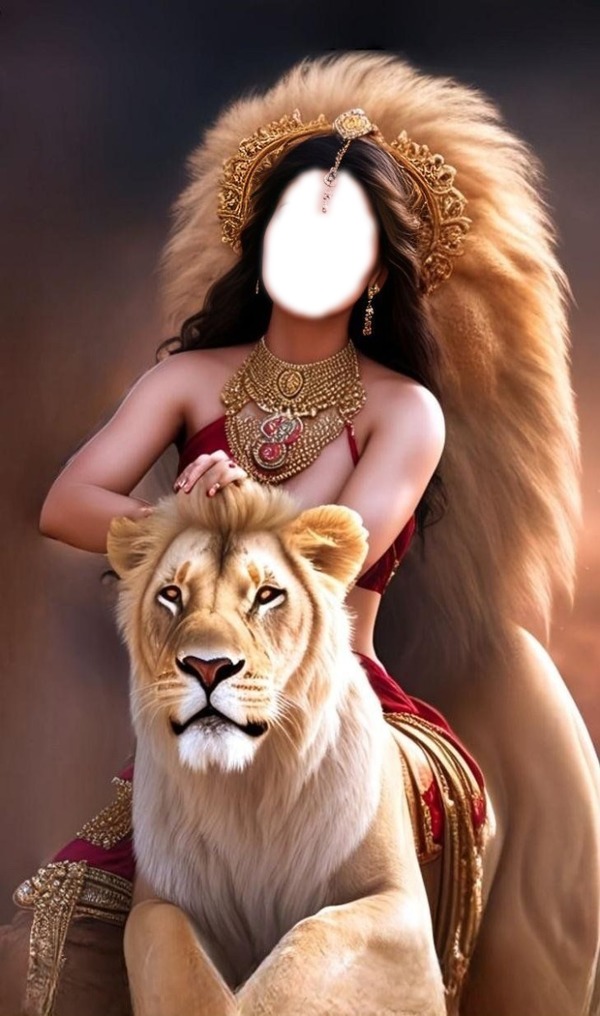 Femme lion Photo frame effect