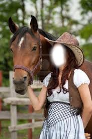 jeune fille et son cheval Fotomontažas