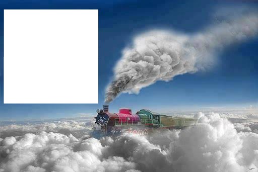 Trem nas nuvens Photo frame effect