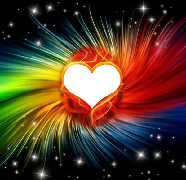 coeur avec jets de couleurs 1 photo Фотомонтаж