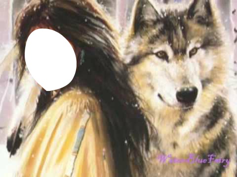 woman adn wolfe Fotómontázs