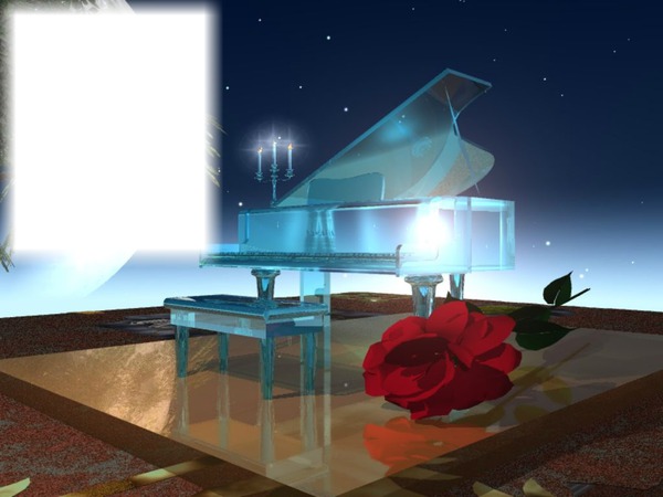 Piano-musique-rose rouge Photo frame effect