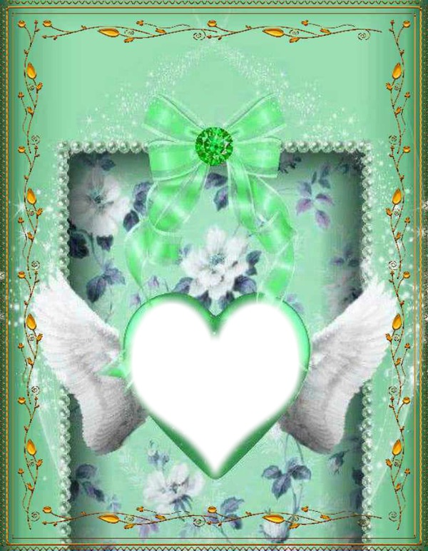 green wings heart Photo frame effect