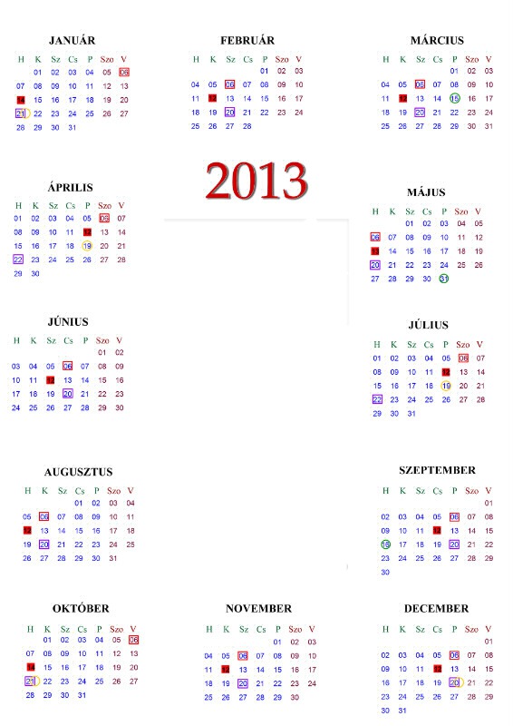 2013 naptár Fotómontázs