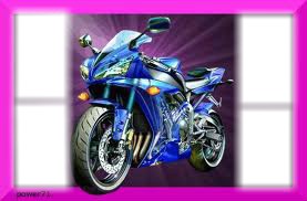 moto bleu Photo frame effect