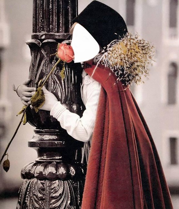 petite fille a la rose Photomontage