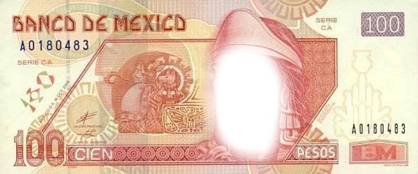 billete de 100 pesos Fotomontaža