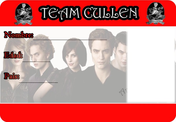 credencial Team Cullen Fotomontáž
