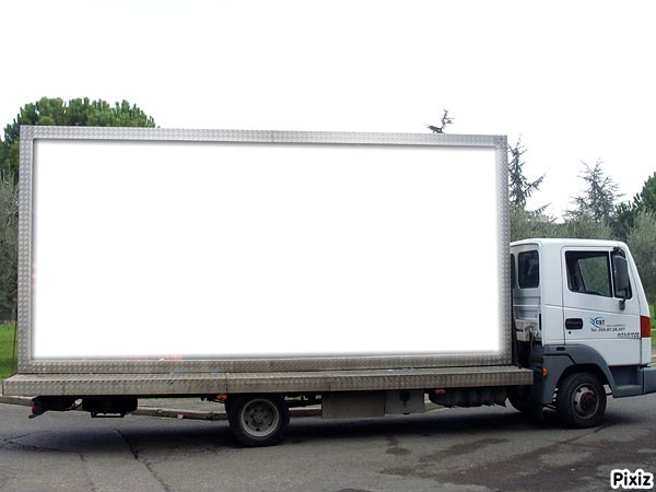 camion publicitaire Fotomontaža