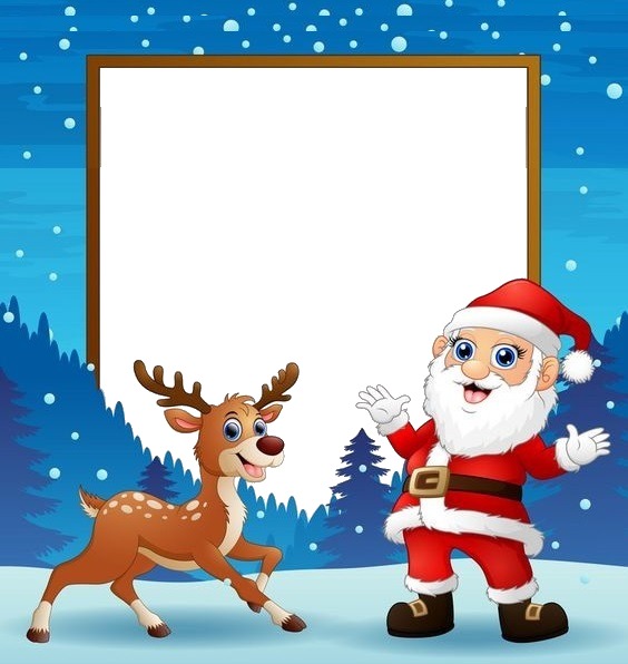 marco navideño, Noel y Reno. Fotomontage