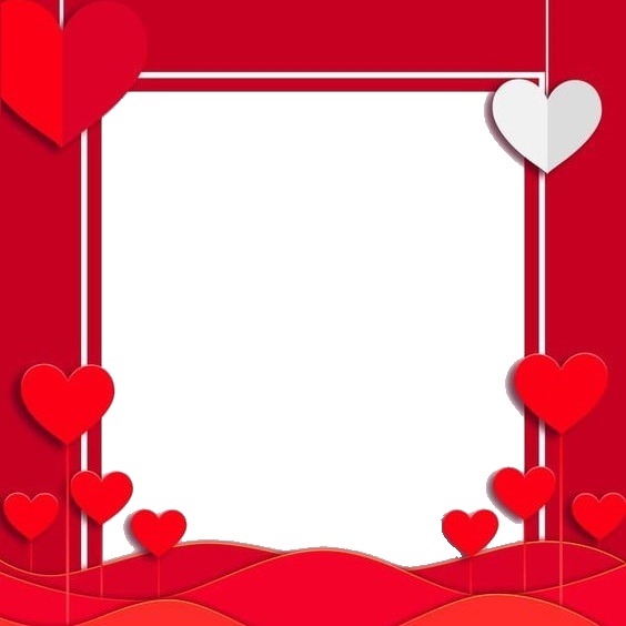 marco y corazones rojos. Fotomontaggio