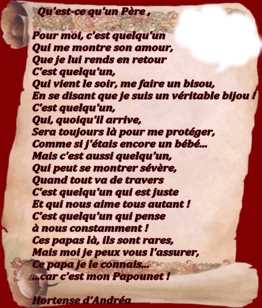 poeme pour papa Фотомонтажа