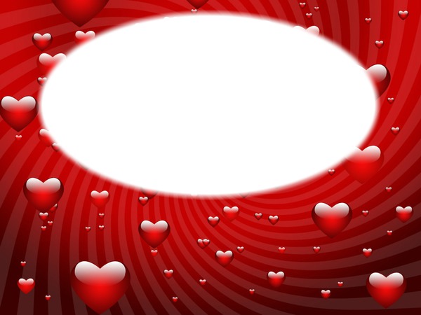 Oval red heart love frame Bill フォトモンタージュ