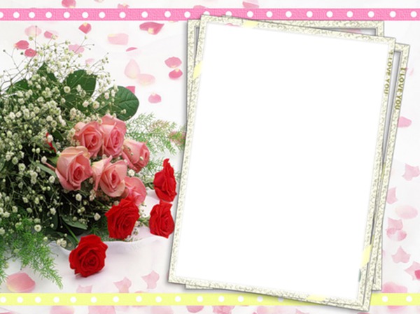 cadre fleur rose Fotomontaż