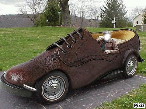 chaussure voiture Фотомонтаж