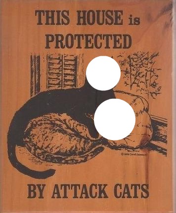 attack cats warning sign-hdh2 Fotomontažas
