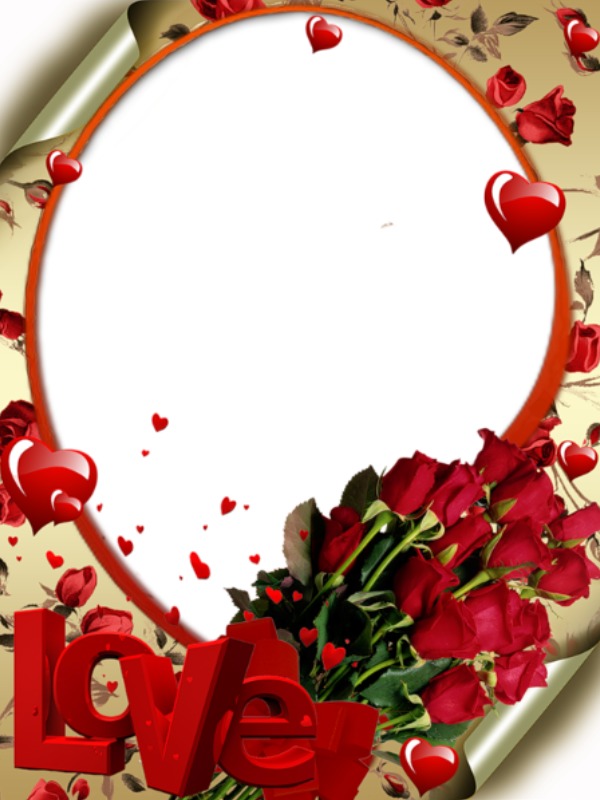 Love, marco y ramo de rosas, 1 foto. Fotómontázs