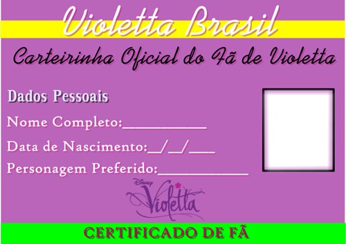 Carteirinha de Fã de Violetta Photo frame effect