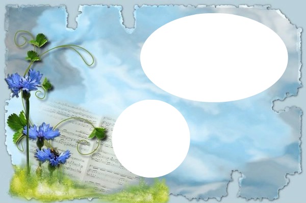 cadre fleur bleue Photomontage