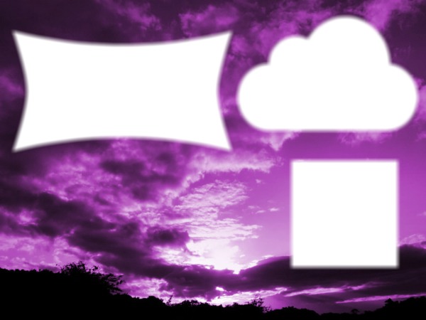Purple sky ciel mauve 3 cadres Photomontage