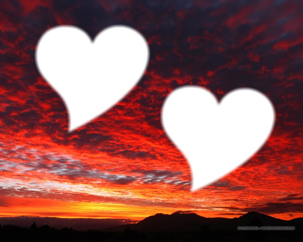 Amour dans le coucher du soleil Valokuvamontaasi