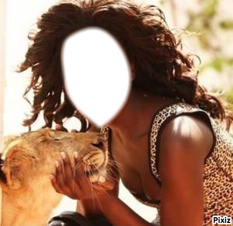 Lion et Femme, pour les noirs!! :) Fotomontage