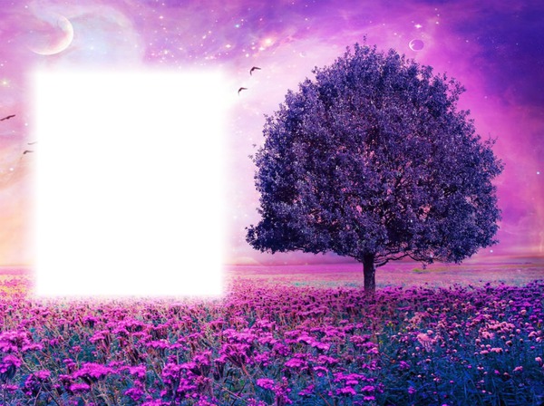 Arbre-paysage violet Montaje fotografico
