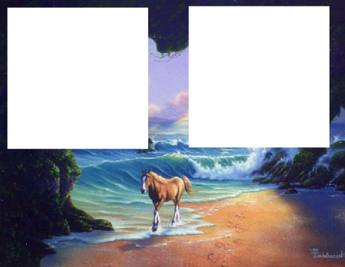 cheval dans la grotte Fotomontaggio